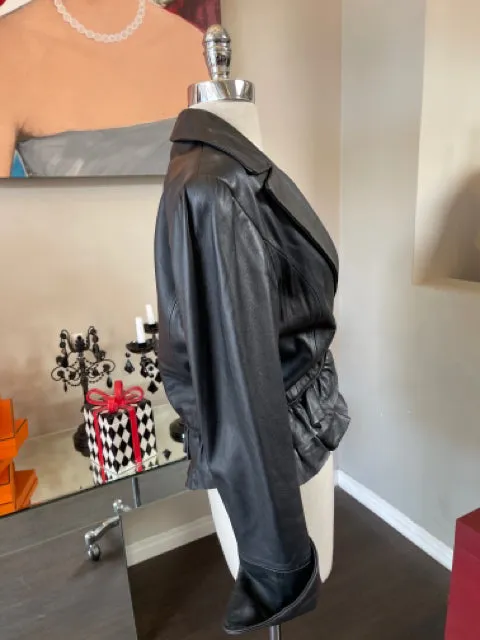 Pamela McCoy Sz S Black Leather Blazer Vintage